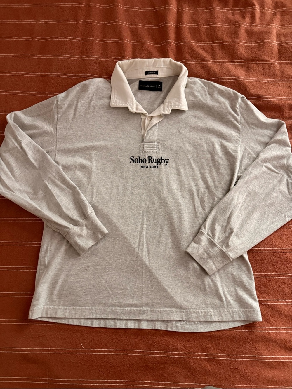 Abercrombie & Fitch Light Gray Rugby Polo with White Collar